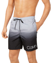Load image into Gallery viewer, Calvin Klein Men's 7" Ombre Stripe Graphic logo Swim Trunks,Black, XXL
