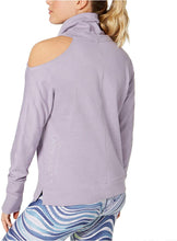 Load image into Gallery viewer, Calvin Klein Performance Women&#39;s Mock-Neck Cold-Shoulder Sweatshirt, Lavender, XS
