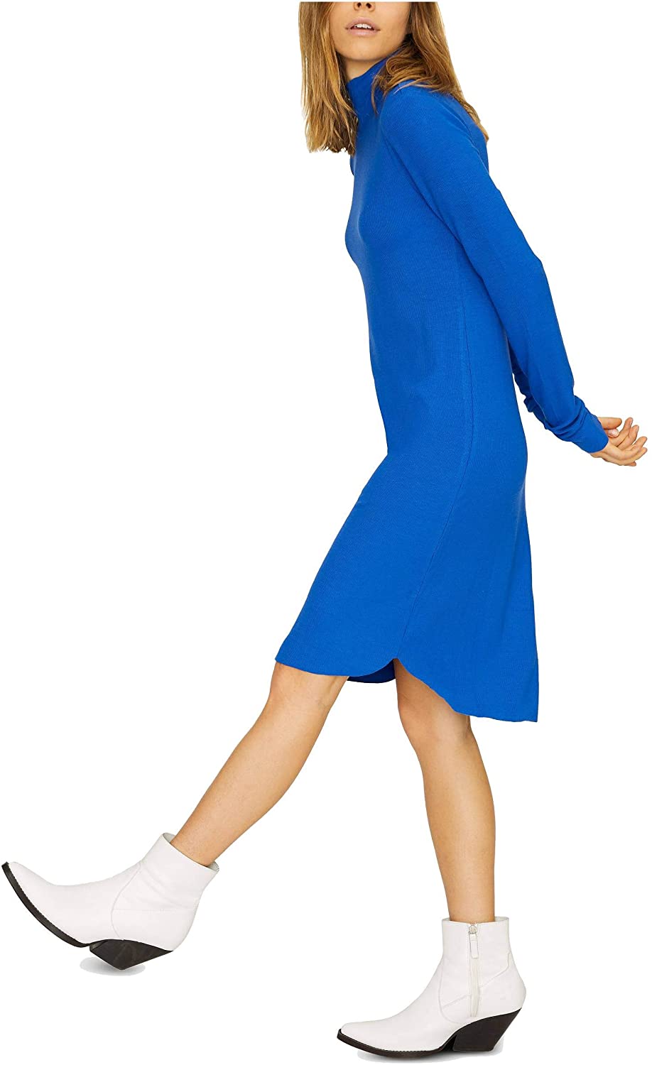 Sanctuary Women's Mock Neck Essentials Rib Shift Dress, Blue, XS