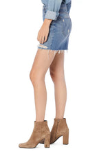 Load image into Gallery viewer, Mother Women's The Vagabond Fray Distressed Denim Miniskirt, Blue, 25
