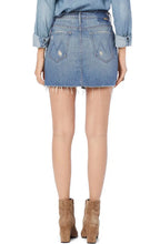 Load image into Gallery viewer, Mother Women's The Vagabond Fray Distressed Denim Miniskirt, Blue, 25
