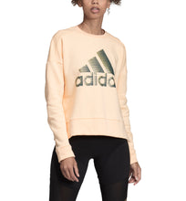 Load image into Gallery viewer, Adidas Women&#39;s Glam-Logo Crewneck Fleece Sweatshirt, Glow Orange, XXS
