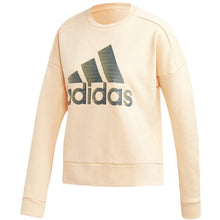 Load image into Gallery viewer, Adidas Women&#39;s Glam-Logo Crewneck Fleece Sweatshirt, Glow Orange, XXS
