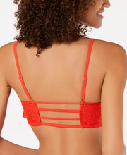 Load image into Gallery viewer, Hula Honey Women&#39;s Scoop Neck Crochet Flounce Bikini Top, Red, XS

