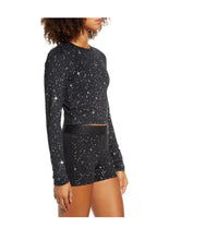 Load image into Gallery viewer, Nike Women&#39;s Pro Warm Starry Night Metallic-Print Top. Black, XS
