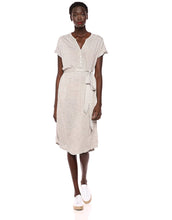 Load image into Gallery viewer, Lucky Brand Women&#39;s Tie Waist Henley Dress, Grey Stripe, S
