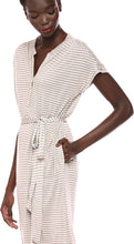 Load image into Gallery viewer, Lucky Brand Women&#39;s Tie Waist Henley Dress, Grey Stripe, S
