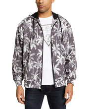 Load image into Gallery viewer, Guess Men's Palm Tree Printed Soft Hooded Jacket, Greyscale, M
