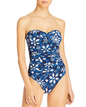 Load image into Gallery viewer, Bleu by Rod Beattie Women&#39;s Floral Bandeau One-Piece Swimsuit, Navy, 6

