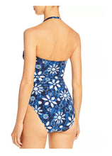 Load image into Gallery viewer, Bleu by Rod Beattie Women&#39;s Floral Bandeau One-Piece Swimsuit, Navy, 6
