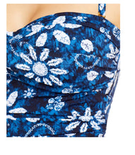 Load image into Gallery viewer, Bleu by Rod Beattie Women&#39;s Floral Bandeau One-Piece Swimsuit, Navy, 6
