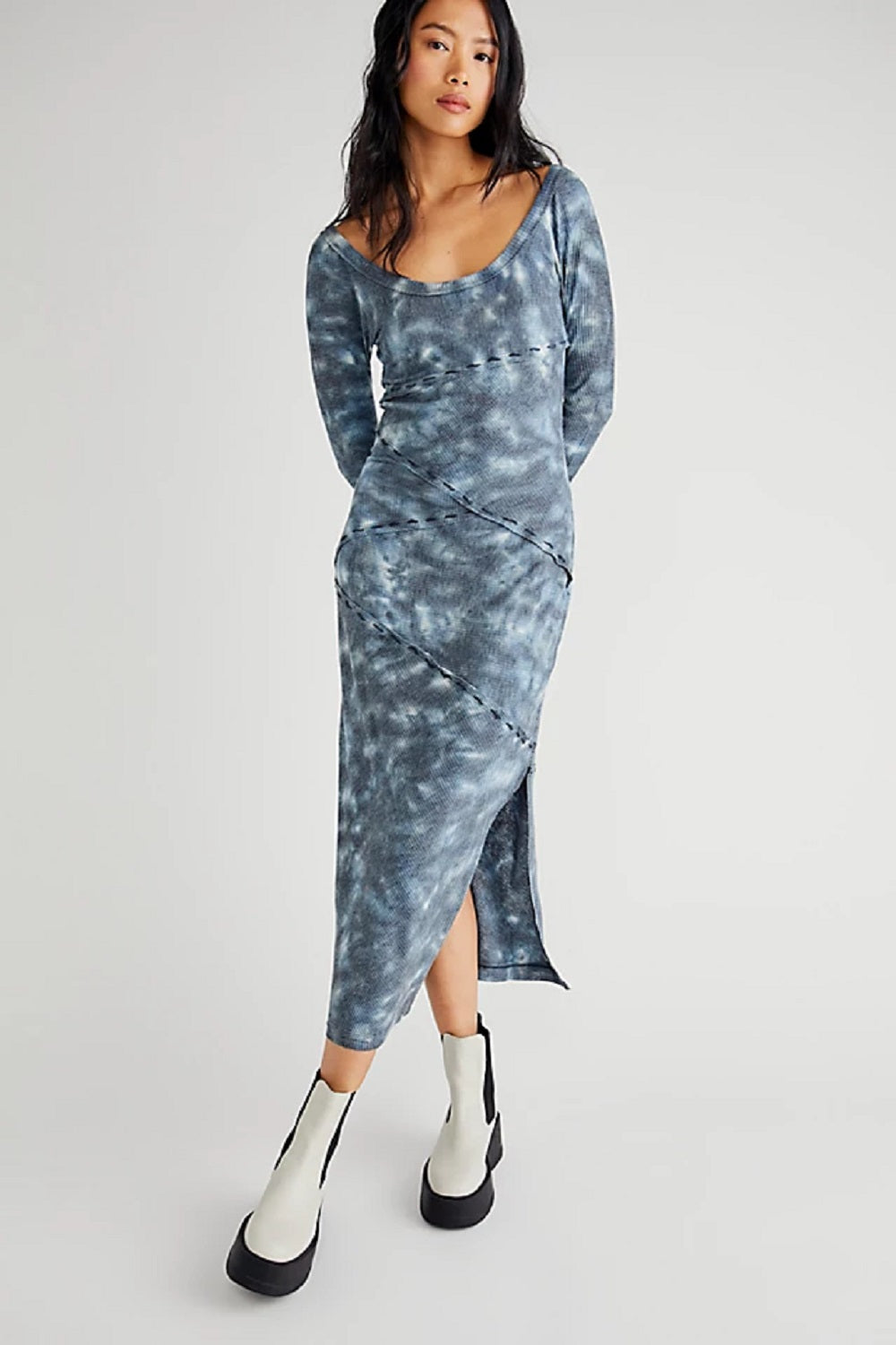 Free People Women's True Colors Midi Dress, Indigo Combo, M