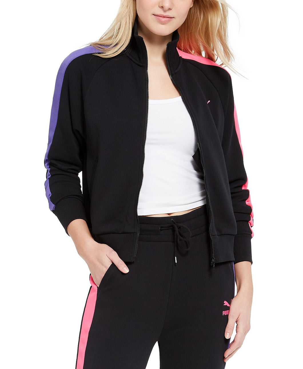 Puma Women's Athletic Classics Soft Terry T7 Track Jacket, Black, XS