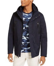 Load image into Gallery viewer, Michael Kors Men's Kors X Tech Water-Repellent Hooded Hybrid Parka, Dark Midnight, S
