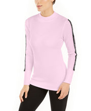 Load image into Gallery viewer, Calvin Klein Women&#39;s Logo-Stripe Mock-Neck Knit Top, Pink, XS
