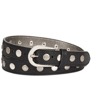 Load image into Gallery viewer, DKNY Women's Pebble-Grain Metallic Studded Faux-Leather Belt, Black, S
