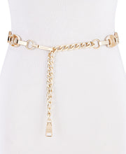 Load image into Gallery viewer, Steve Madden Women's Waist Chain-Link Logo Belt, Tortoise Gold, M/L
