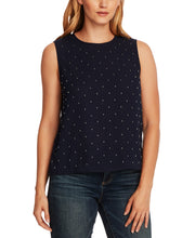 Load image into Gallery viewer, Vince Women's Camuto Studded Embellished Sleeveless Blouse, Blue, S
