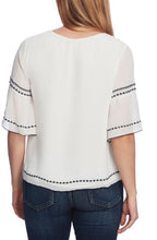 Load image into Gallery viewer, Vince Camuto Women's Embroidered Bell Sleeve Top, Pearl Ivory, XS
