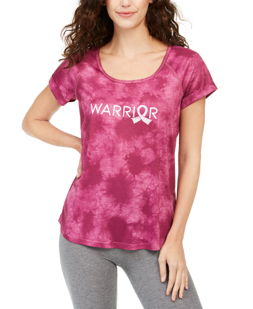 Ideology Women's Tie-Dye Warrior Athletic T-Shirt, Red Violet, L