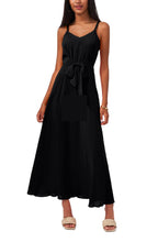 Load image into Gallery viewer, Vince Camuto Women&#39;s Tie Front Challis Sleeveless Maxi Dress, BLK, XS
