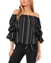 Load image into Gallery viewer, Vince Camuto Women's Off-the-Shoulder Bubble-Sleeve Top, Black, XS
