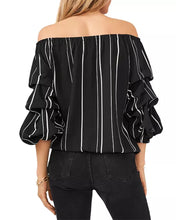 Load image into Gallery viewer, Vince Camuto Women's Off-the-Shoulder Bubble-Sleeve Top, Black, XS
