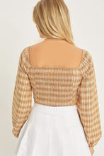 Load image into Gallery viewer, Belloago Women&#39;s Plaid Button Front Long Sleeve Crop Top
