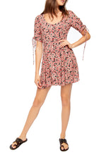 Load image into Gallery viewer, Free People Women&#39;s Floral Print Lace-up Mini Dress, Red, XS
