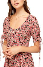 Load image into Gallery viewer, Free People Women&#39;s Floral Print Lace-up Mini Dress, Red, XS
