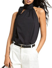 Load image into Gallery viewer, Michael Michael Kors Women's Halter Tie Neck Top, Black, XXS
