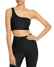 Load image into Gallery viewer, AQUA Athletic Women&#39;s One Shoulder Ribbed Sports Bra, Black, S
