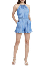 Load image into Gallery viewer, BCBGeneration Women&#39;s Woven Halter Neck Romper, Denim Blue, S
