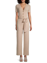 Load image into Gallery viewer, BCBGeneration Women&#39;s Knit V-Neck Jumpsuit, Natural, Large
