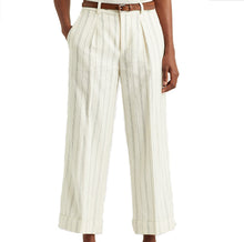 Load image into Gallery viewer, Lauren Ralph Lauren Women's Striped Twill Wide-Leg Pant, Cream, 10
