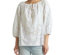Load image into Gallery viewer, Lauren Ralph Lauren Women's Eyelet Cotton Broadcloth Shirt, White, XS
