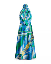 Load image into Gallery viewer, Ralph Lauren Women&#39;s Scarf Print Tie-Mock Neck Dress, Blue, 16
