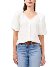Load image into Gallery viewer, Vince Camuto Women's V-Neck Puff-Sleeve Blouse, New Ivory, XL
