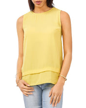 Load image into Gallery viewer, Vince Camuto Women's Layered Sleeveless Blouse, Yellow, S
