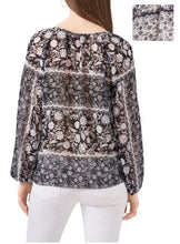 Load image into Gallery viewer, Vince Camuto Women's Mixed-Print Keyhole Peasant Blouse, New Ivory, L
