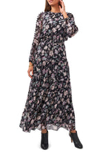 Load image into Gallery viewer, Vince Camuto Women&#39;s Blooms Long Sleeve Smock Waist Dress, Black, XS
