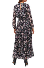 Load image into Gallery viewer, Vince Camuto Women&#39;s Blooms Long Sleeve Smock Waist Dress, Black, XS
