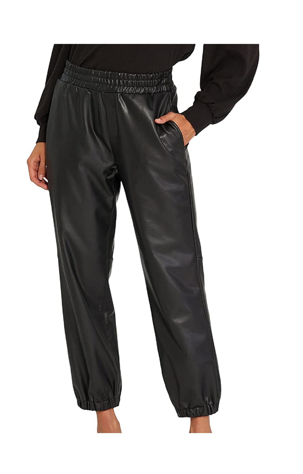 Sanctuary Neo Faux Leather Pull-On Joggers, Black, XS