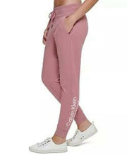 Load image into Gallery viewer, Calvin Klein Performance Women&#39;s Rib-Trim Jogger Pants, Mauve, XL
