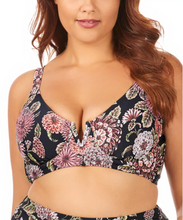 Load image into Gallery viewer, Raisins Plus Juniors&#39; Wild Romance V-Wire Bikini Top, Black Multi, 24W
