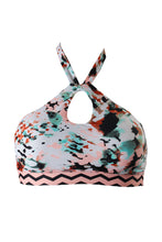 Load image into Gallery viewer, Hula Honey Juniors&#39; Spring Splash Printed High-Neck Bikini Top, Multi, XL
