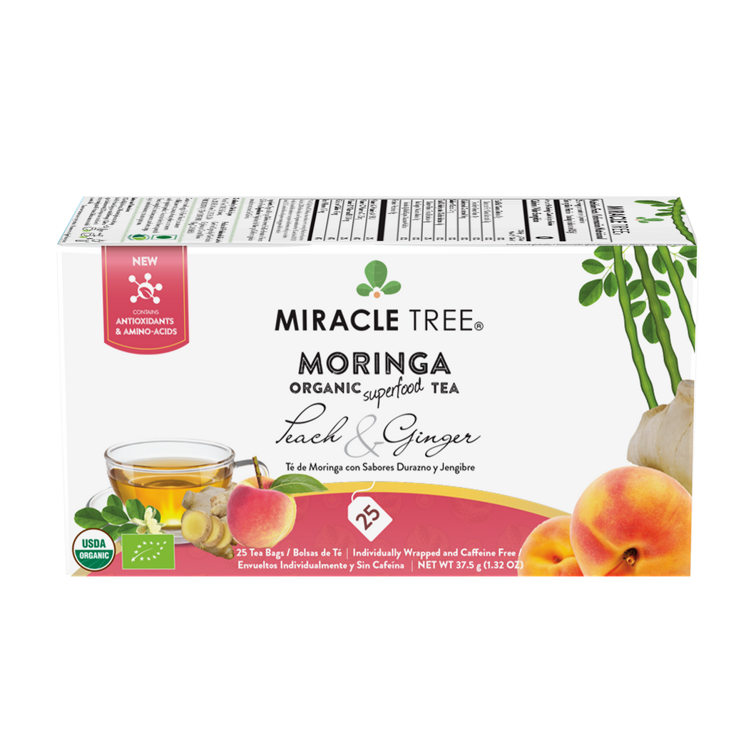 Miracle Tree - Organic Moringa Tea: Peach & Ginger