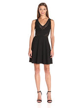 Load image into Gallery viewer, French Connection Women&#39;s Savannah Mesh-trim A-line Dress, Black, 6

