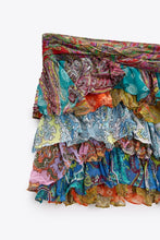 Load image into Gallery viewer, Zara Women's Ruffled Patchwork Skirt, Multicolored, M
