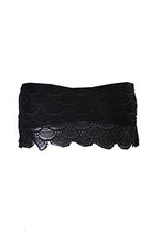 Load image into Gallery viewer, California Waves Junior&#39;s Crochet Overlay Bandeau Bikini Top, Black, XS
